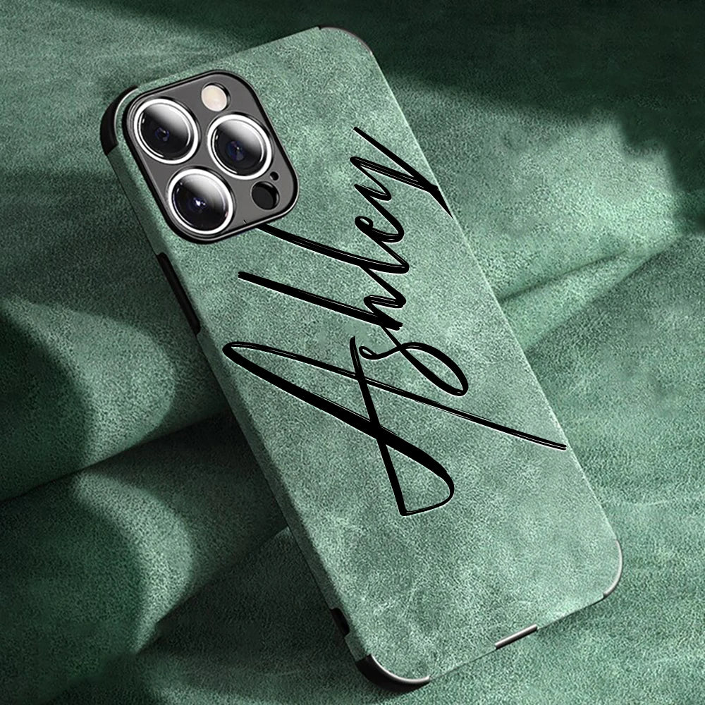 Funda de cuero personalizada para iPhone con nombres de fotografías: fundas de arte de lujo para iPhone 11–16 Pro Max