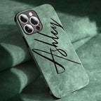 Funda de cuero personalizada para iPhone con nombres de fotografías: fundas de arte de lujo para iPhone 11–16 Pro Max