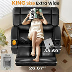 Nordisches Relaxsofa mit elektrischer Liegefunktion – Atmungsaktives Kunstleder Sofa-Set mit Wärme- &amp; Massagefunktion, Stauraum &amp; Konsole