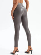 FITTOO Damen Winter Lederleggings High Waist – Skinny Push-Up PU Leggings mit Samt-Innenfutter & Stretch