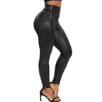Damen Leopard PU Leder Leggings – High Waist, elastisch & Slim Fit, Animal-Print Pencil Pants für Herbst & Winter