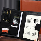 Professionelle Leder A4 Konferenzmappe mit Klemmbrett &amp; Taschenrechner – Portafolio de negocios para oficinas y reuniones