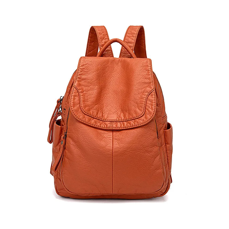 MOTAORA Damen Rucksack Weiß – Kleiner Washed PU Leder Rucksack für Schule, Alltag & Reisen