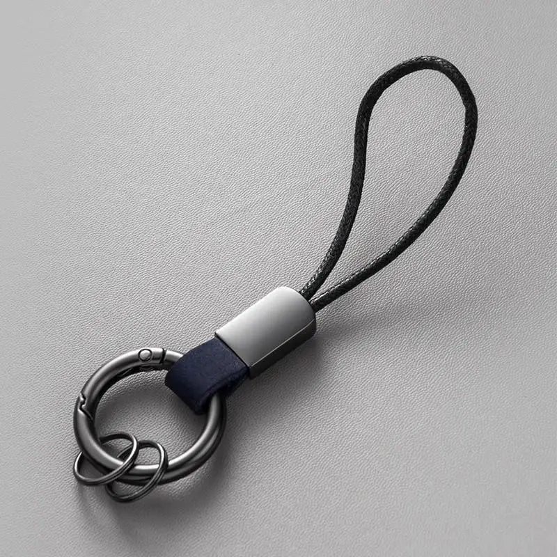 Echter Leder Schlüsselanhänger mit Baumwollseil – Trendiger Keychain & Lanyard mit Metallring für Auto, Tasche & Alltag