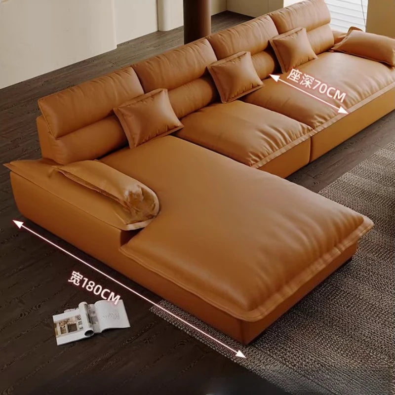 Italienisches Luxus Ledersofa – Minimalistisches L-förmiges Ecksofa für moderne Wohnzimmer