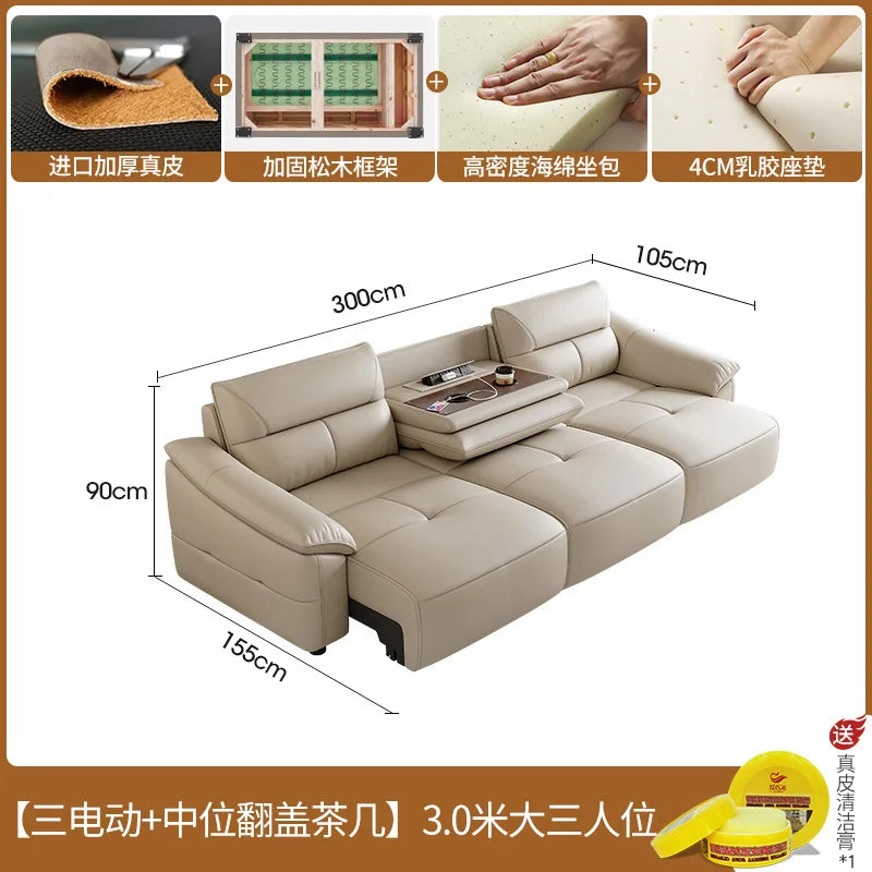 Leder Schlafsofa 2025 – Intelligentes elektrisches Sofa Bett für kleine Wohnungen, multifunktionales Faltsofa im Light-Luxury Design