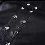 Hombres Lederweste Schwarz – Slim Fit Biker Weste mit Nieten, Turn-Down-Kragen &amp; Knopfleiste für Motorrad &amp; Alltag
