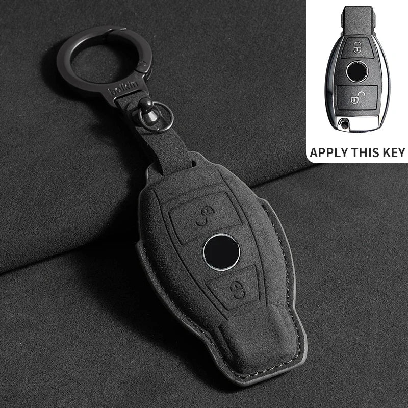Wildleder Autoschlüssel Hülle für Mercedes-Benz – Edles Key Case Cover für E-Klasse W213/W205, CLA & AMG Modelle (2018–2020)