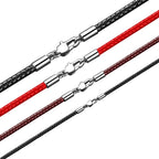 Wasserfeste geflochtene Lederkette 40–65 cm – Gewachste Lederkordel mit Edelstahl-Karabiner für Damen &amp; Herren (1–3 mm)