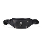 Annmouler Unisex Bauchtasche 2022 – Punk Style Fanny Pack en cuir PU noir avec totenkopf, nieten &amp; verstellbarem gurt