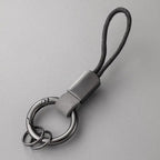 Echter Leder Schlüsselanhänger mit Baumwollseil – Trendiger Keychain & Lanyard mit Metallring für Auto, Tasche & Alltag