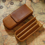 Étui à stylos en cuir véritable avec étui magnétique – Étui à stylos en cuir Crazy Horse pour 3 étuis avec étui à stylos