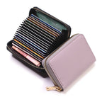 Business Kartenetui aus PU-Leder mit Reißverschluss – Unisex Kartenhalter für Bank-, ID- &amp; Kreditkarten mit Münzfach (jusqu'à 20 cartes) 