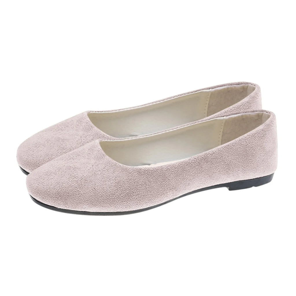 Damen Flats 2025 – Bequeme Runde Zehen Ballerina Flats aus Suede mit Weicher Sohle, Casual Mom Shoes