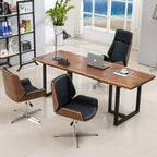 Mid-Century Bürostuhl aus Leder – Höhenverstellbarer Executive Drehstuhl mit Armlehnen & Bentwood-Design für Home Office & Arbeitsplatz