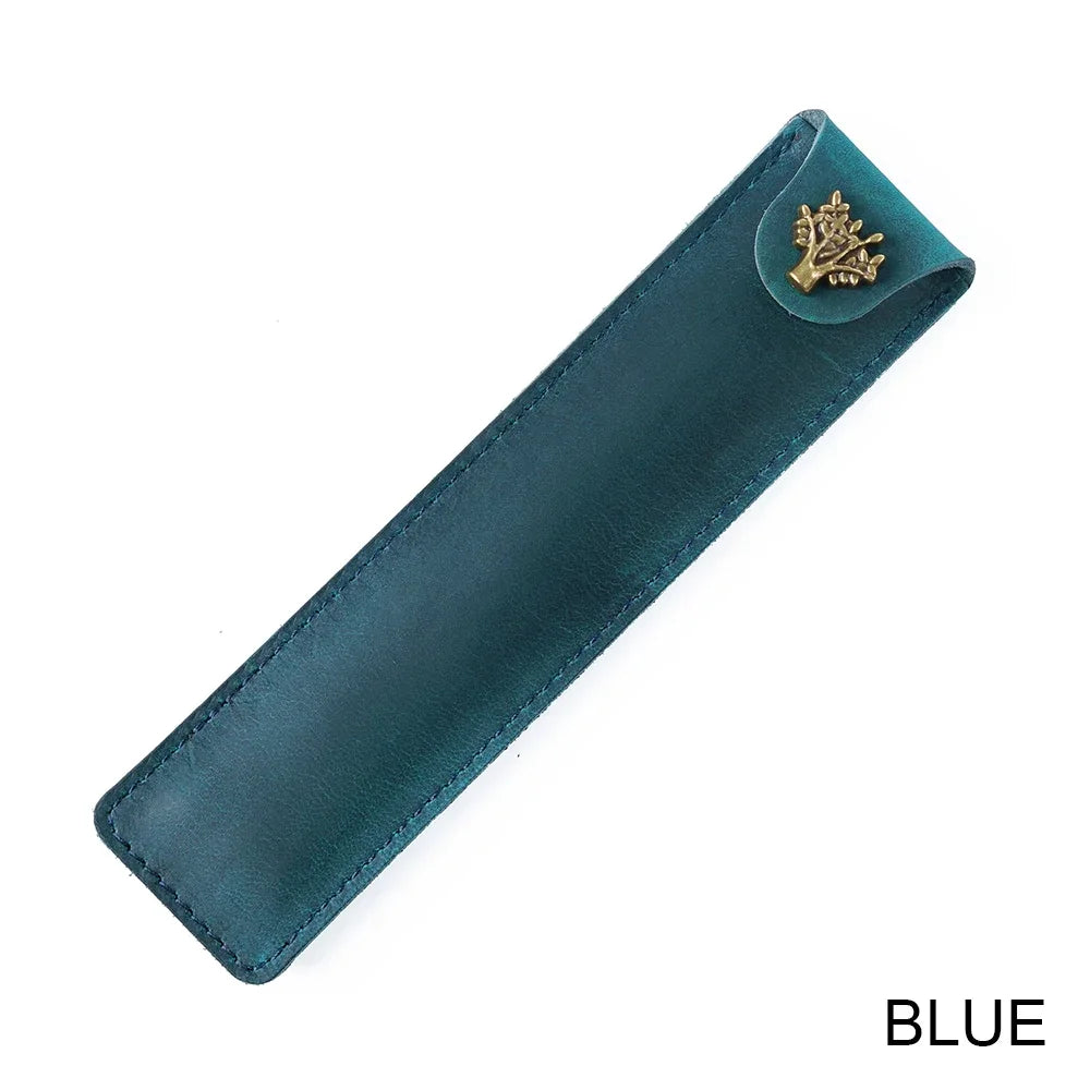 Étui à crayons en cuir véritable au dos – Étui à stylos Schlankes pour un étui à crayons | Étui à stylos en cuir élégant pour voyages, carnets de notes et journaux 