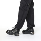 Unisex Vintage Punk Boots mit Plateau – Dunkle Rock-Stiefel im Retro-Design mit Metall-Details & Schnürung (Damen & Herren)