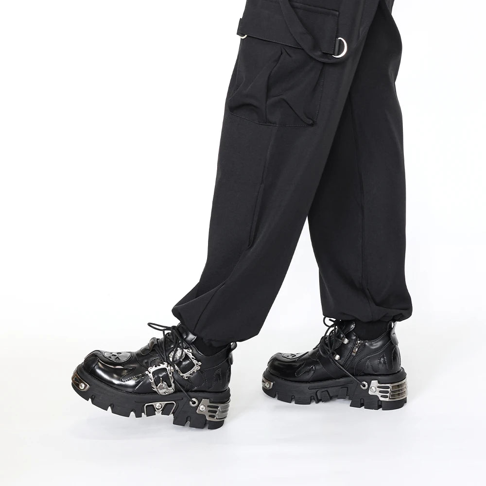 Unisex Vintage Punk Boots mit Plateau – Dunkle Rock-Stiefel im Retro-Design mit Metall-Details & Schnürung (Damen & Herren)