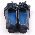 Feerldi Damen Retro Ballerinas – Zapatos de cuero hechos a mano, zapatos planos lujosos y mocasines con aplicación de flores