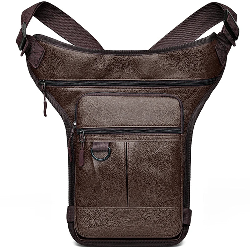 Multifunktionale Herren Bein- & Hüfttasche aus PU-Leder – Outdoor Sporttasche als Waist-, Crossbody- & Leg Bag für Wandern & Alltag