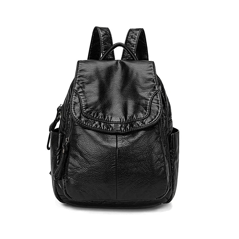 MOTAORA Damen Rucksack Weiß – Kleiner Washed PU Leder Rucksack für Schule, Alltag & Reisen