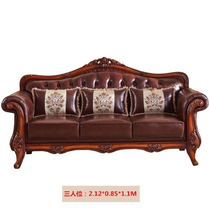 Luxuriöses Europa Ledersofa für Wohnzimmer – U-förmiges Designer-Sofa aus echtem Rindsleder & Massivholz im skandinavischen Stil