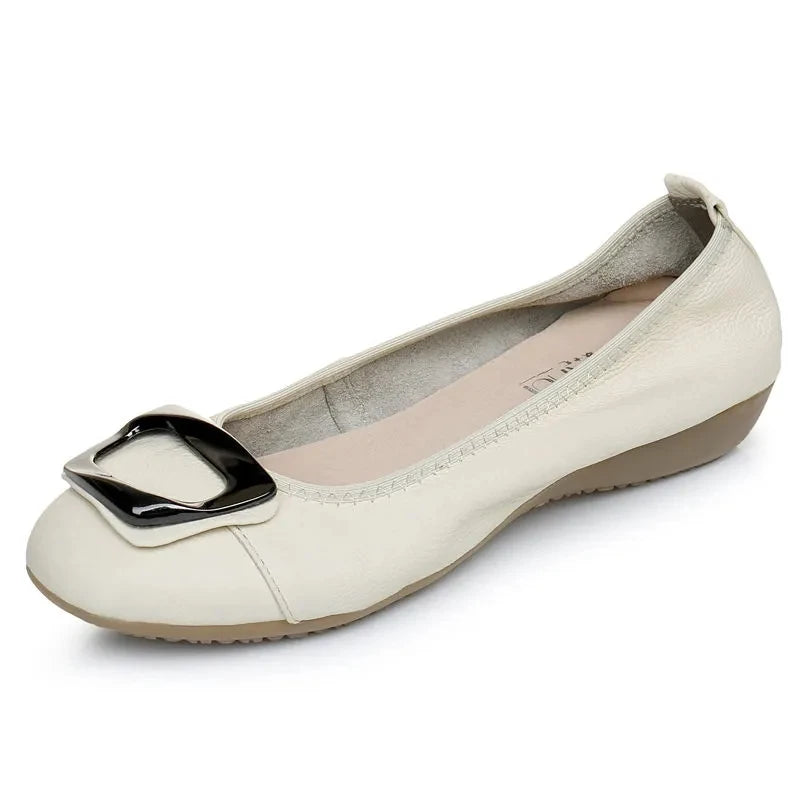 feerldi Damen Flats – Slip-On Loafers en PU-Leder, bequeme Mokassins, runde Zehen, Grande taille 41-42 