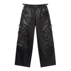 Herren PU Lederhose Motorrad-Stil – Lange schwarze Designer Kunstlederhose, maskuline Casual Lederhose für Frühling & Herbst 2024