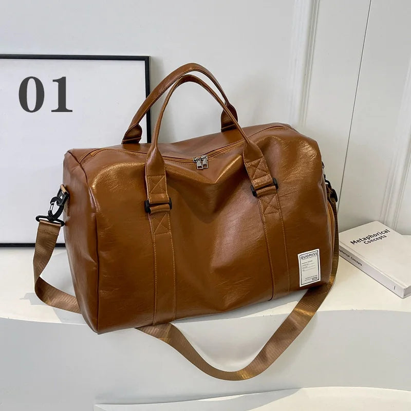 Modische Leder Duffle Bag mit Schuhfach – Vielseitige Reise-, Sport- & Fitness Tasche für Damen und Herren