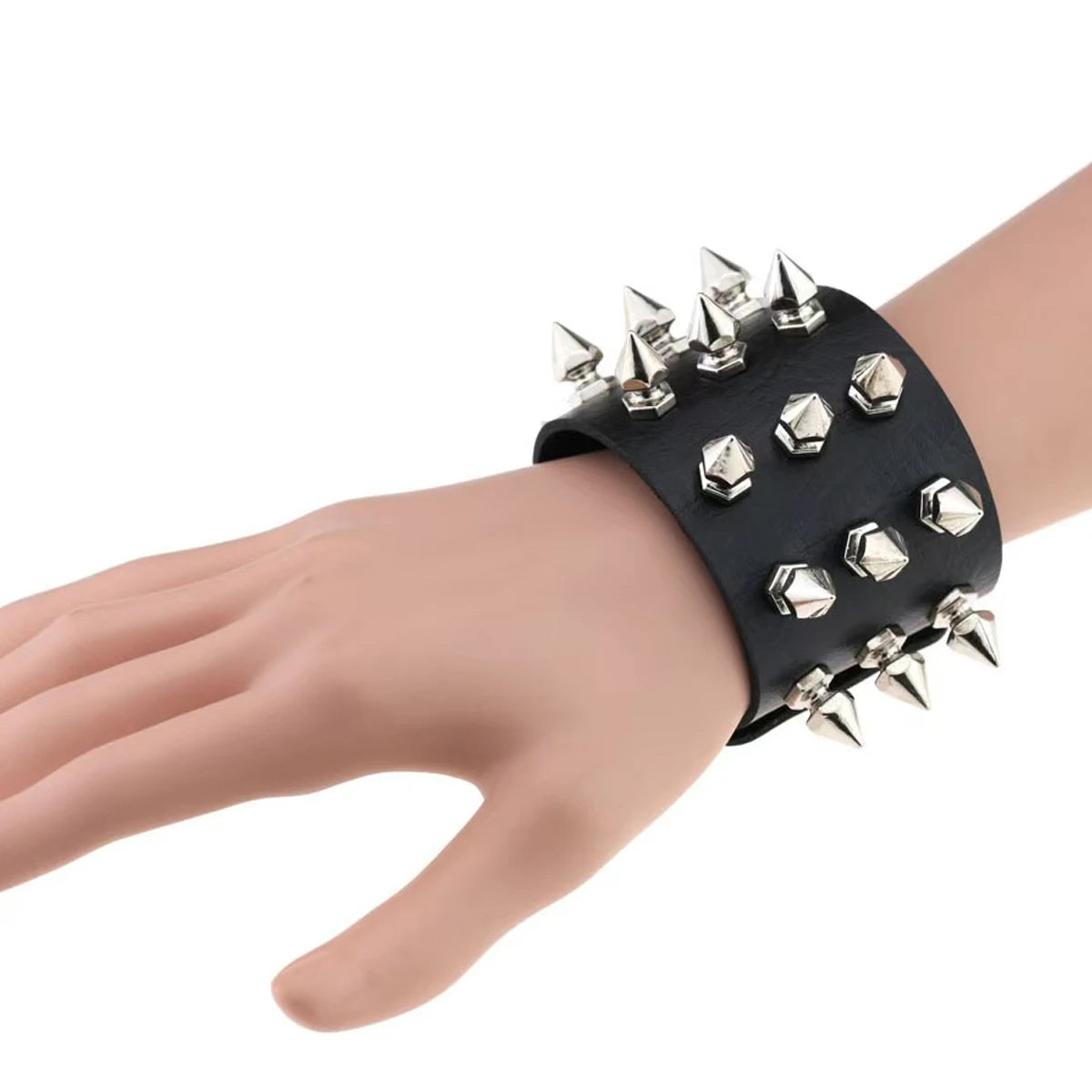 Punk Rock Nietenarmband aus Leder – Gothic Cuff Bracelet für Damen & Herren, Unisex Armband für Alltag, Karneval, Valentinstag & Halloween