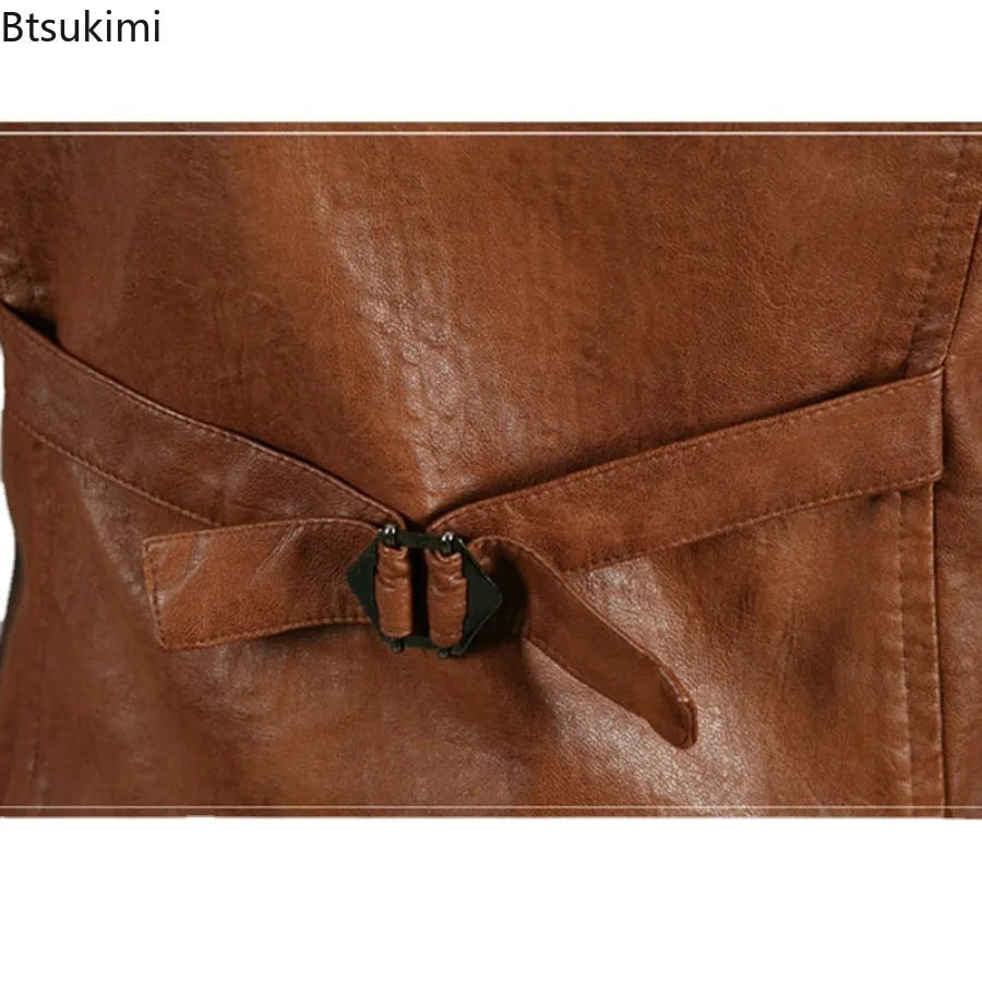 Herren PU Lederweste bis 7XL – Korean Style Slim Fit, ärmellose Business & Party Weste mit V-Ausschnitt