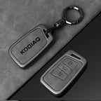 Étui de clé de voiture en cuir et métal de qualité supérieure pour Skoda Kodiaq – Étui élégant pour clé sans clé avec protection plus robuste