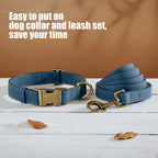 Verstellbares Hunde-Halsband & Leinen-Set aus PU-Leder – Weiches, langlebiges Hundehalsband mit Leine für kleine, mittlere & große Hunde