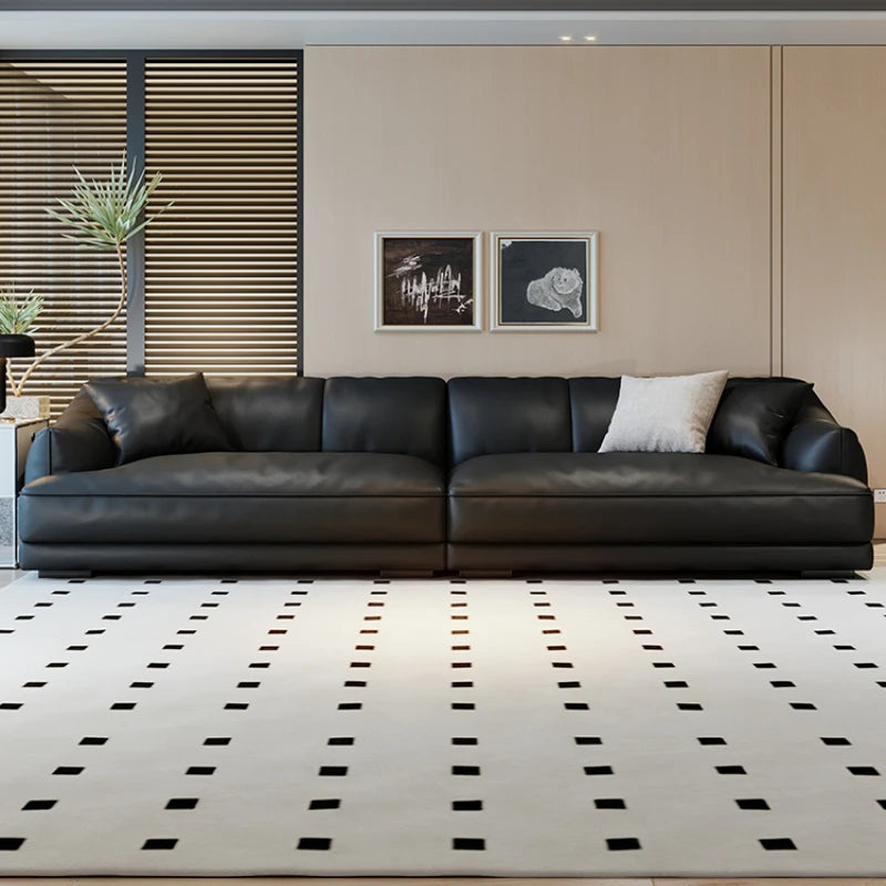 Modernes minimalistisches Leder Ecksofa – Italienisch-Nordisches Design für das Wohnzimmer, luxuriöse Lounge Couch in L-Form