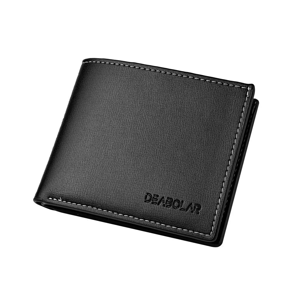 DEABOLAR Herren Kurz-Geldbörse – Dünnes PU-Leder Wallet mit Kartenhalter, Falt-Design & England-Style