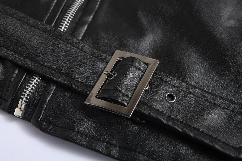 Herren PU Lederjacke im Motorrad-Stil – Slim Fit Bikerjacke aus Kunstleder, leichte Übergangsjacke für Alltag & Freizeit