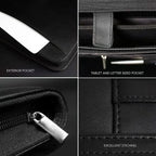 Große Leder A4 Business Portfolio Mappe mit Reißverschluss – Schwarzer Executive Dokumenten- &amp; Schreiborganizer