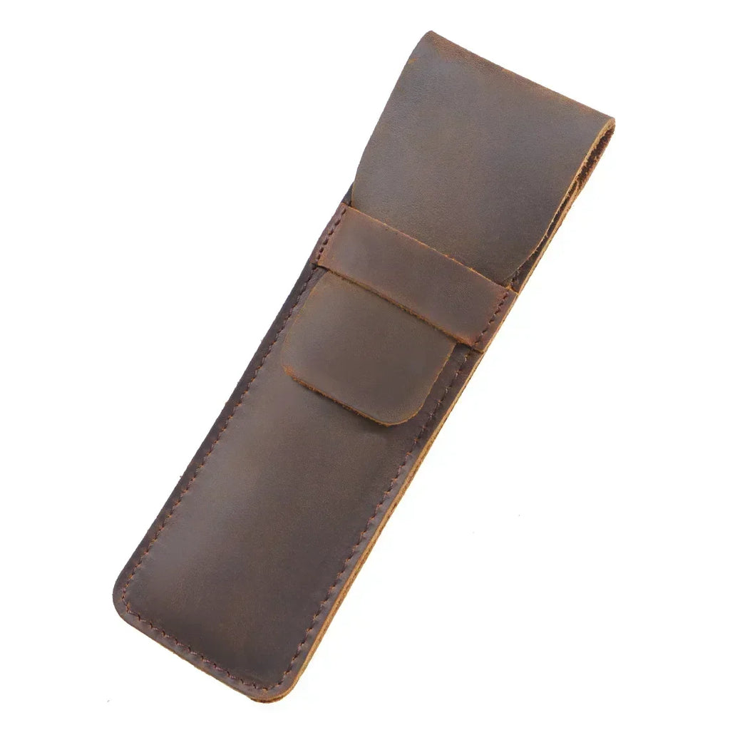Handgefertigte Stiftemappe aus echtem Rindsleder – Vintage Füllfederhalter-Etui im ​​Crazy-Horse-Stil für Reisen &amp; Journaling 