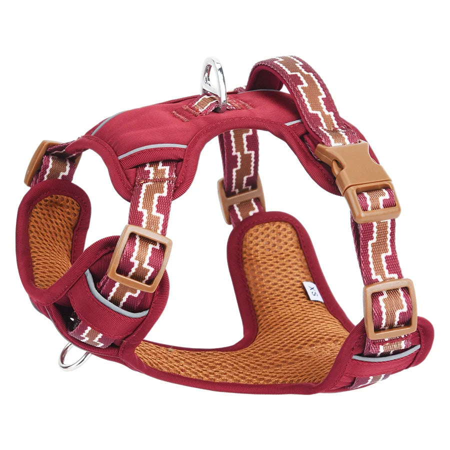 OODUDUOO No-Pull Hundegeschirr mit Reflexstreifen – Gepolstertes, ausbruchsicheres Hundegeschirr mit Leine für mittelgroße Hunde