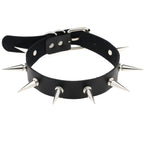 Collier en cuir PU gothique à rivets, style punk gothique, collier fantaisie exagéré, style gothique tendance.