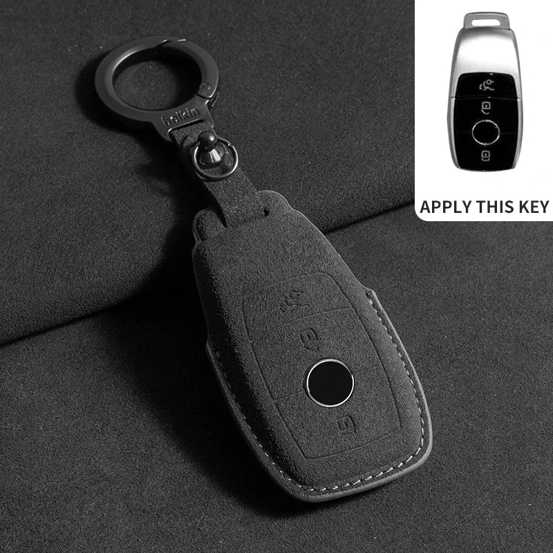 Wildleder Autoschlüssel Hülle für Mercedes-Benz – Edles Key Case Cover für E-Klasse W213/W205, CLA & AMG Modelle (2018–2020)