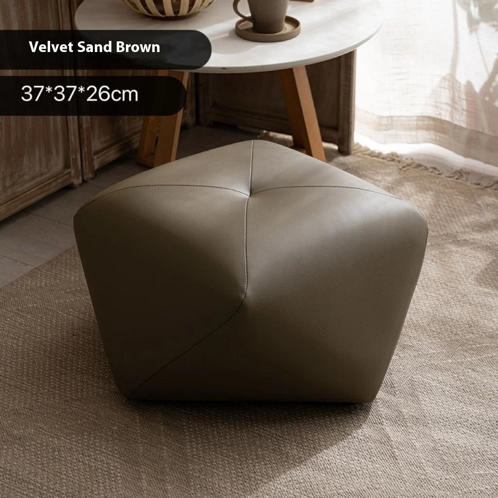 Moderner achteckiger Fußhocker aus PU-Leder – Vielseitiger Sitzhocker mit Massivholz-Basis für Wohnzimmer & Schlafzimmer