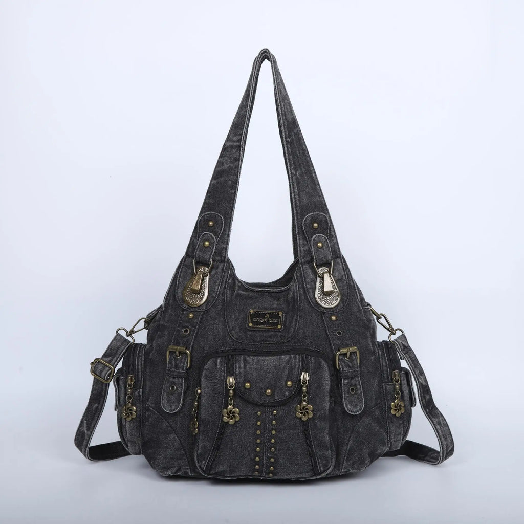 Angelkiss Damen Schultertasche aus PU-Leder – Große Hobo Handtasche mit Reißverschluss, Crossbody & Satchel für Alltag & Party