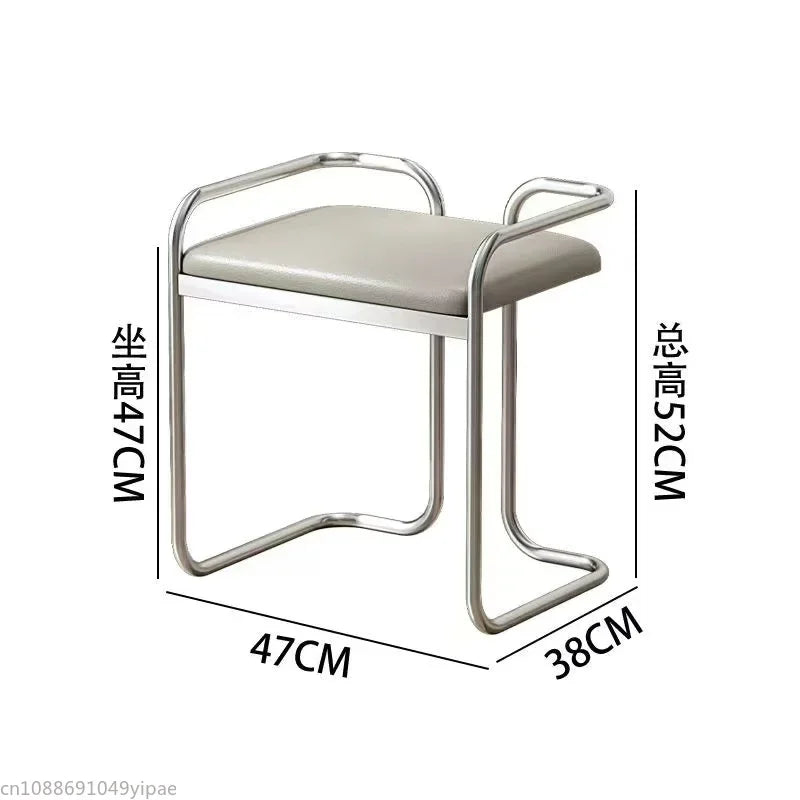 Nordic Dressing Stool aus PU-Leder – Minimalistischer Light-Luxury Hocker mit Metallrahmen für Schlafzimmer, Wohnzimmer & Schminktisch