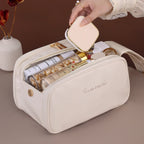 Rosa Kosmetiktasche aus PU-Leder – Fête de l'eau, double sac de maquillage avec une grande taille