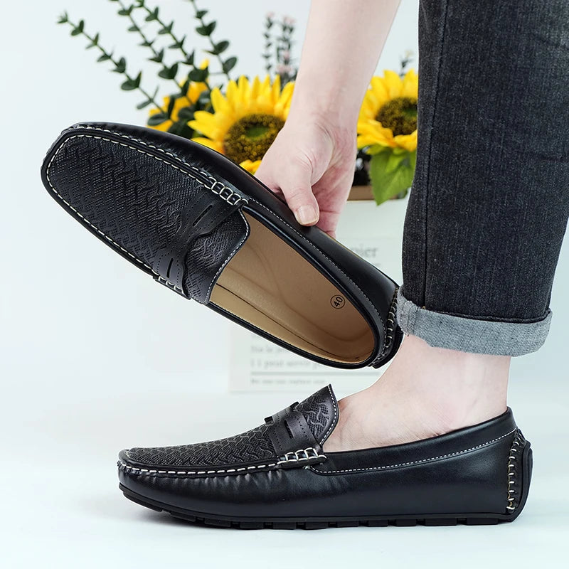 YRZL Herren Loafer aus PU Leder – Atmungsaktive Slip-On Driving Moccasins, rutschfeste Casual Boat Shoes für den Sommer
