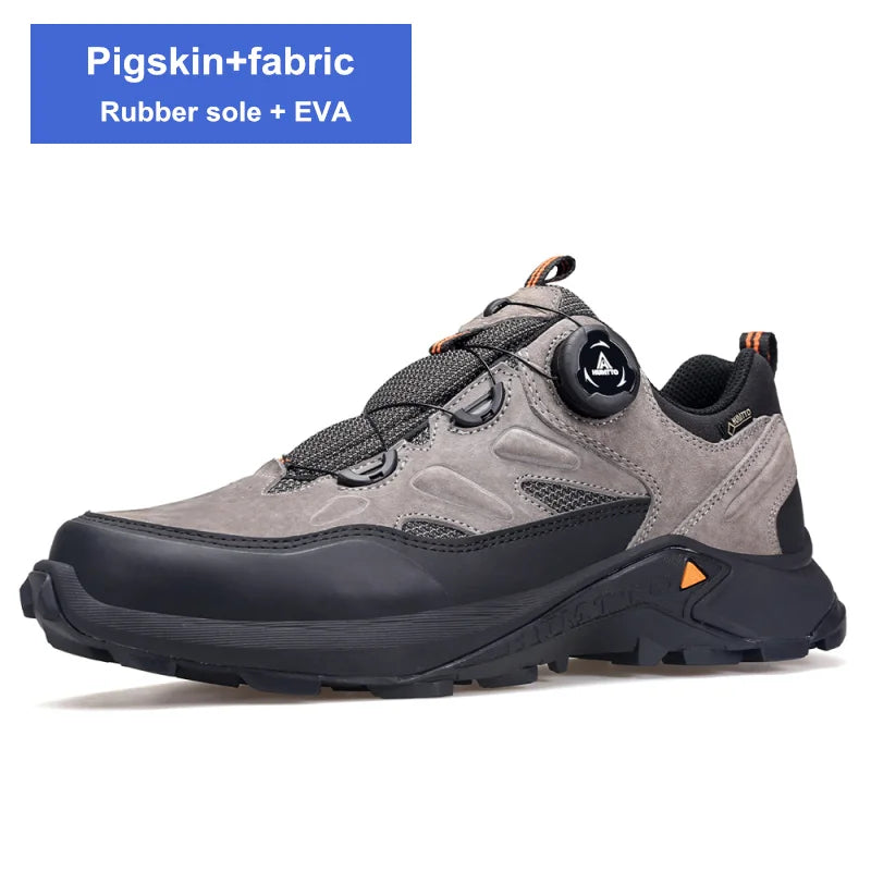 HUMTTO Herren Leder Sneaker – Luxus Outdoor Hiking Boots, Atmungsaktive Wander- und Trekking-Schuhe, Rutschfest & Wasserabweisend