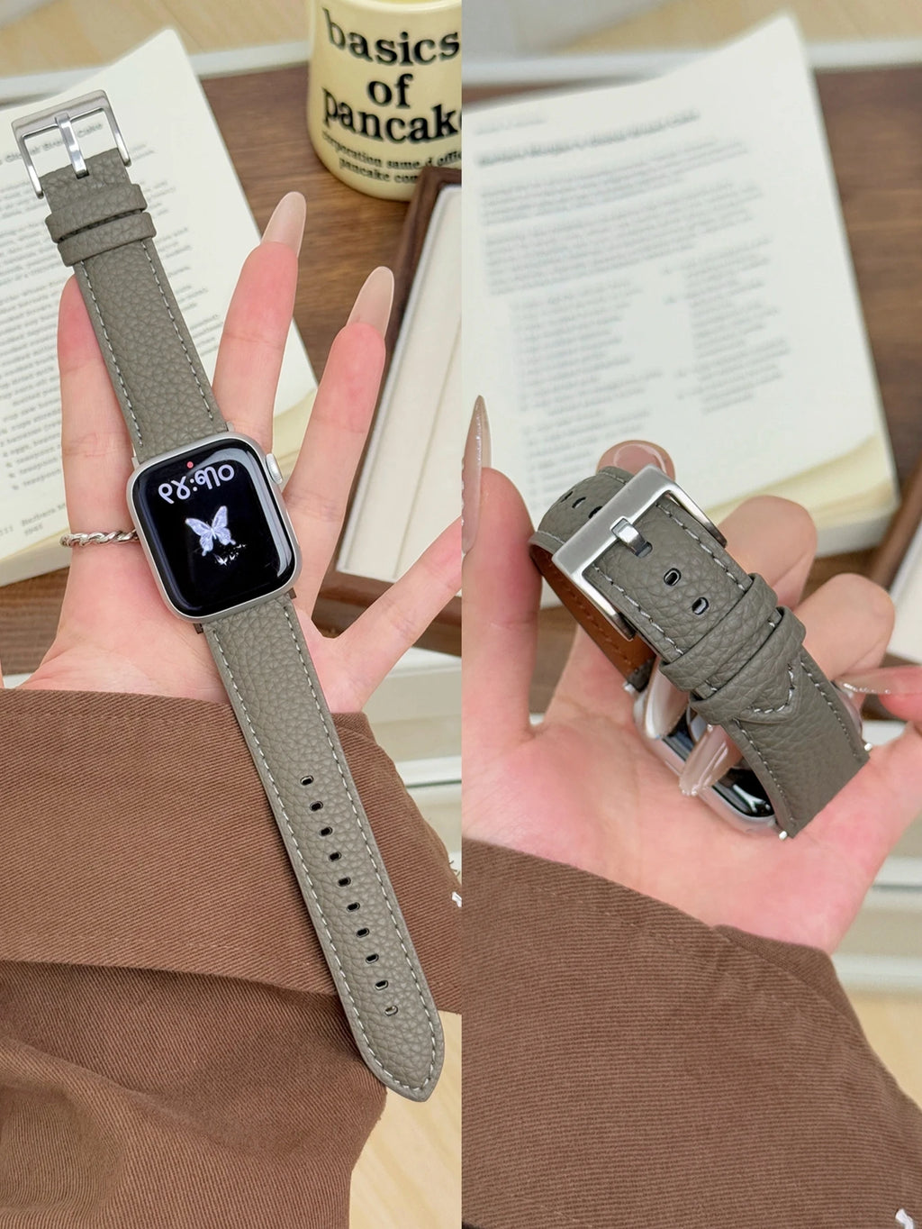 Brazalete de cuero con bucle para Apple Watch – Brazalete de cuero elegante y deportivo para iWatch para damas y unisex de 38 a 49 mm