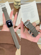 Brazalete de cuero con bucle para Apple Watch – Brazalete de cuero elegante y deportivo para iWatch para damas y unisex de 38 a 49 mm