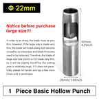 WUTA Runde Lederloch Stanzen Sets – 5–15 tlg. Hohlstanzer aus Carbonstahl für Uhrenarmbänder, Gürtel & DIY-Arbeiten